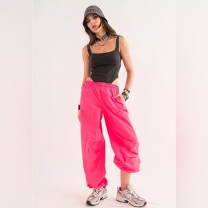 NWT NEON TECH PARACHUTE PANTS, NEON PINK, VARIOUS SIZES